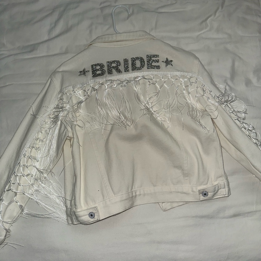 White Bridal Jacket with Fringe